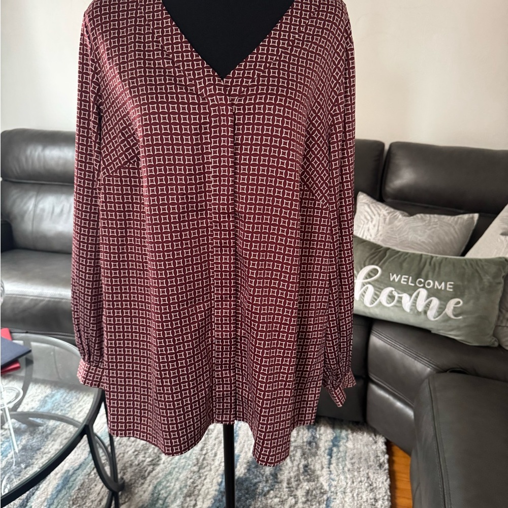 Alfani Red Boxy Blouse Relaxed Fit